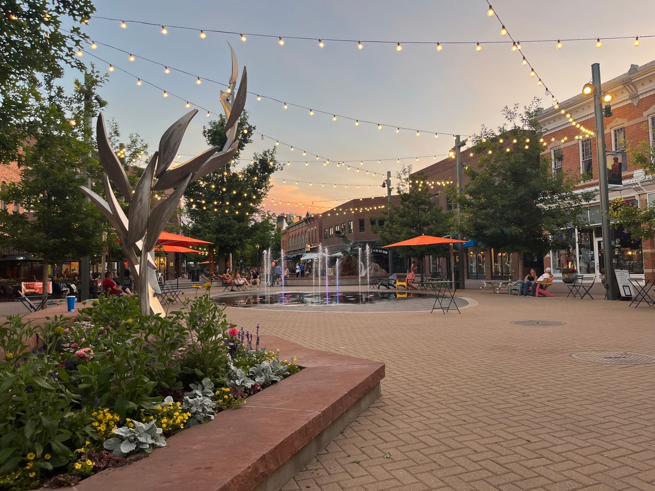 Old Town Fort Collins at dusk